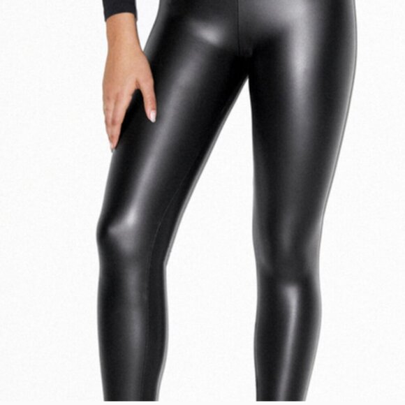 American Apparel Lamé Matte Black Leggings (NWOT) - Picture 3 of 13